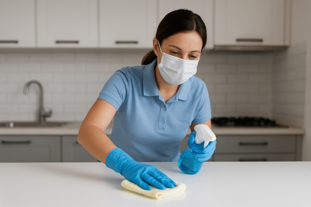 "hygienic home cleaning ensuring kitchen hygiene”