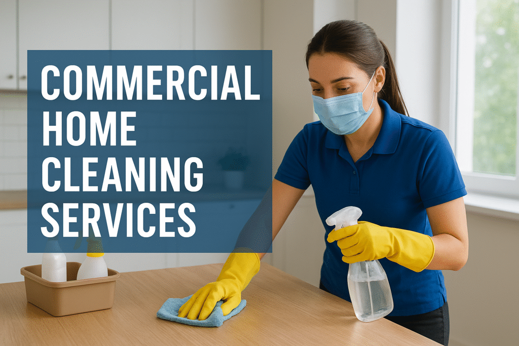 Clean workspace maintained by commercial home cleaning services