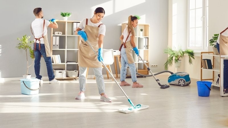 “Hygienic home cleaning in living room after home cleaning service”